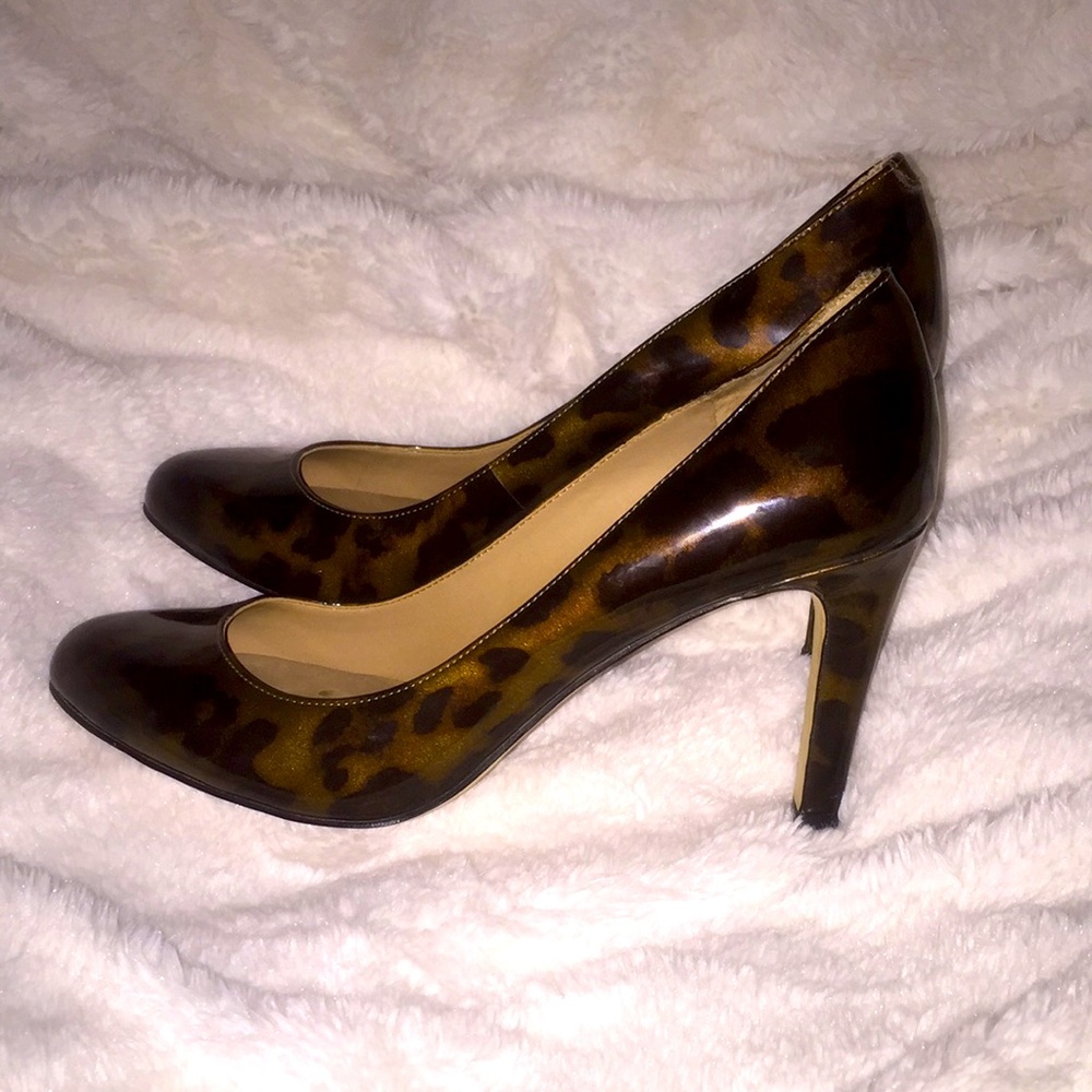 Ann Taylor Patent Leopard Print High Heel Shoes